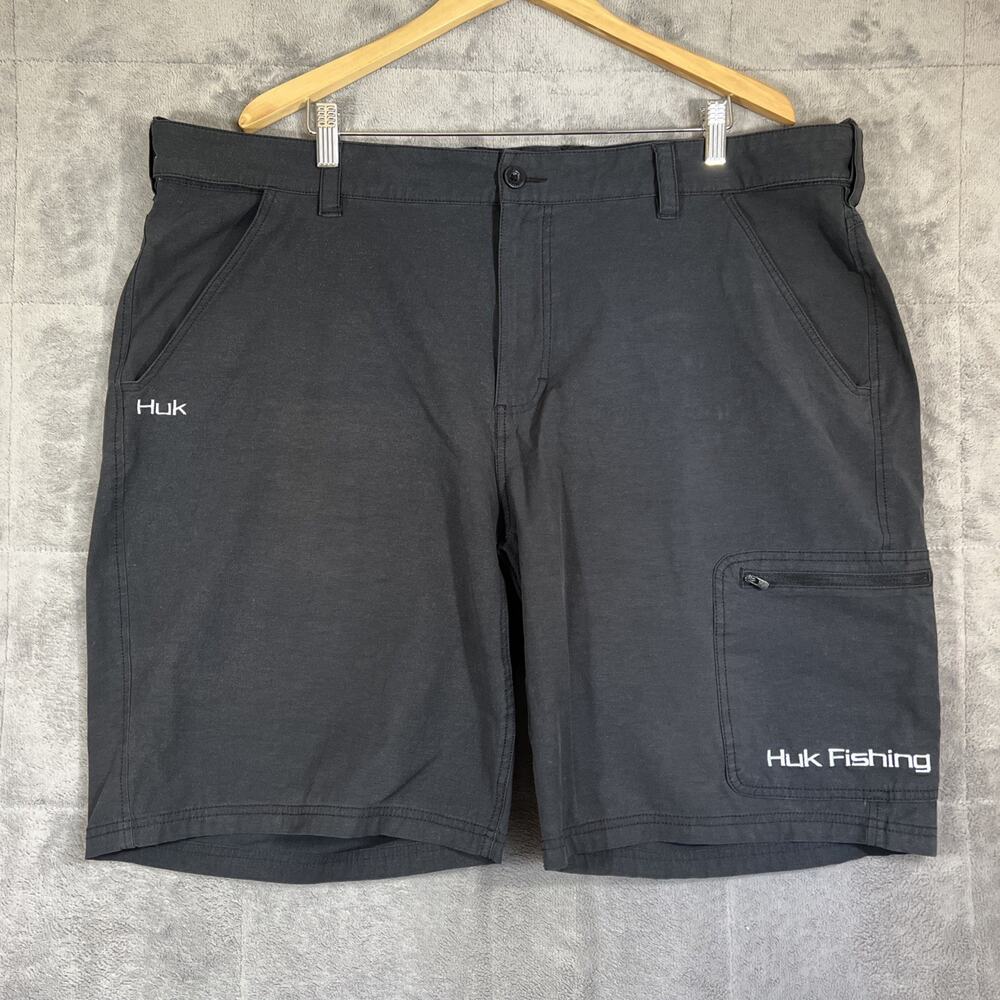 Huk Fishing Shorts Men 3XL Black 10" Cargo Performance Vented Zipper Pockets